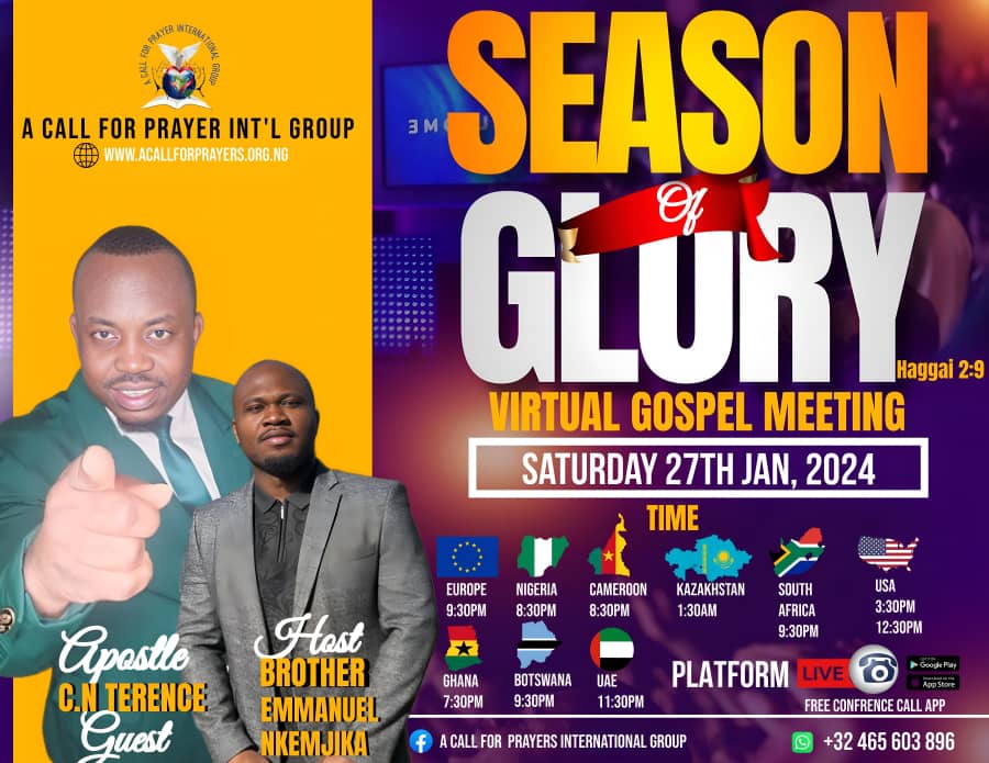 Your are invited to season of glory VIRTUAL MEETING